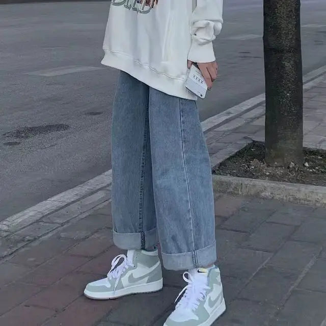 Y2k Pants Dark Bat Print Woman Jeans High Street Vintage Streetwear Face  Print High Waisted Jeans Loose Straight Woman Jeans
